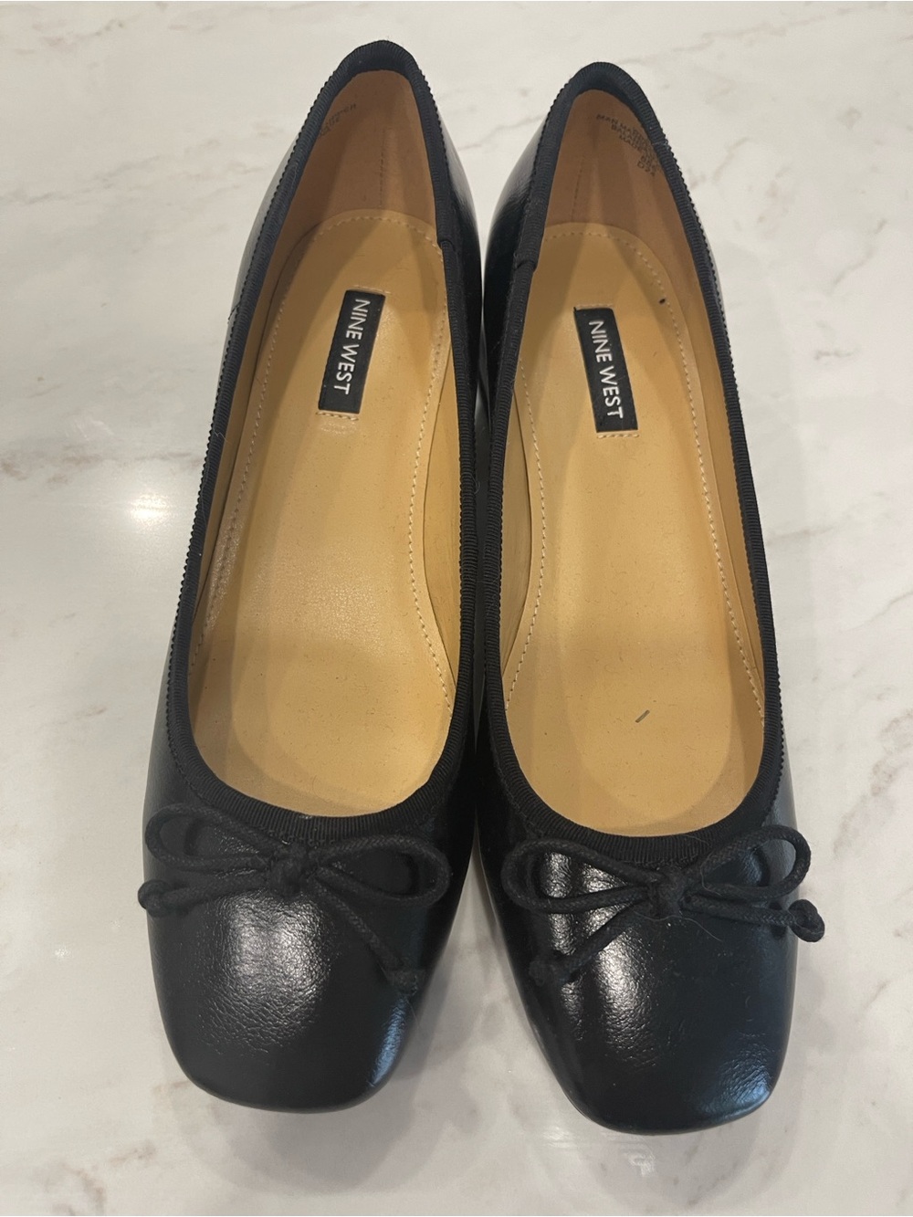 New Nine West Black Bow-Trim Ballet Flats Shoes Size 8
